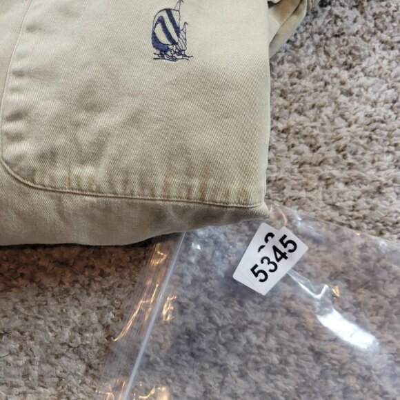 Nautica Shirt Mens XL Beige Oxford Long Sleeve Sailing Crest Denim Collar Retro - Picture 8 of 8